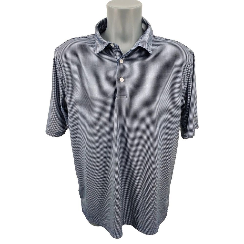 Walter Hagen Essentials Navy Houndstooth Golf Polo Shirt Sort Sleeve Men's Large